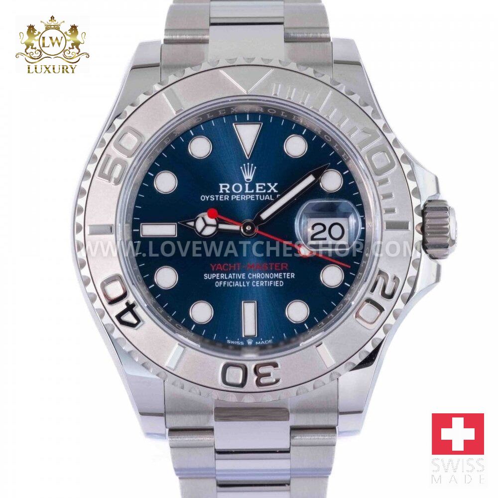 Rolex Blue Platinum Stainless Steel Yachtmaster 126622 Automatic Men's Wristwatch 40 mm