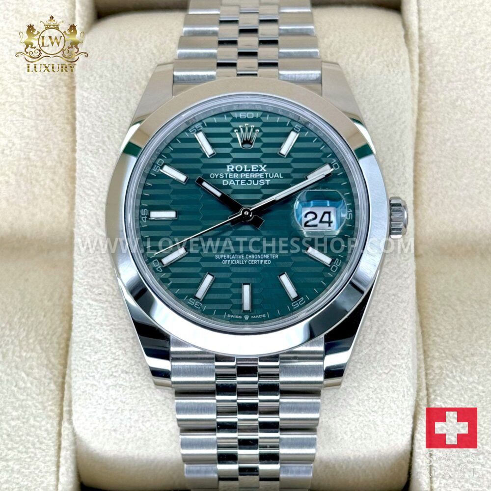 Rolex Datejust 41mm 126300 Jubilee Green Motif Dial