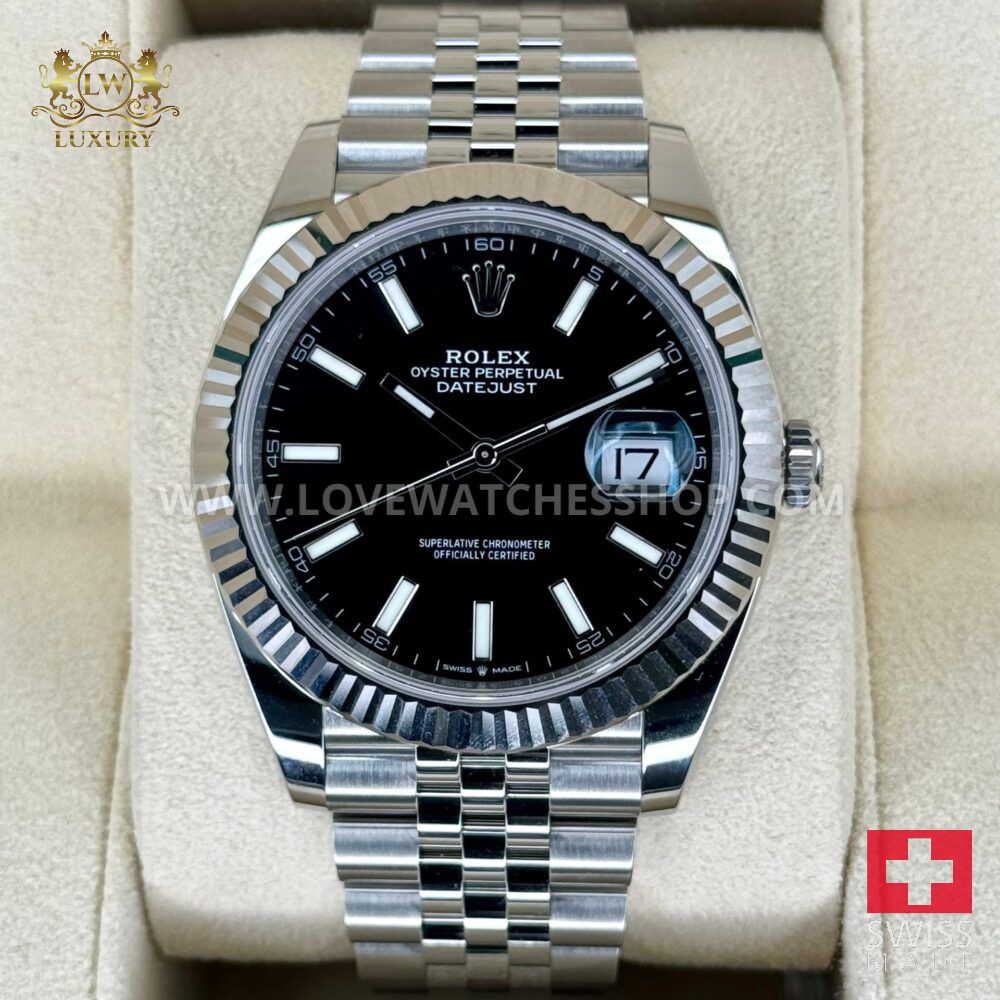 Rolex Datejust 41mm 126334 Stainless Steel Jubilee Black Dial
