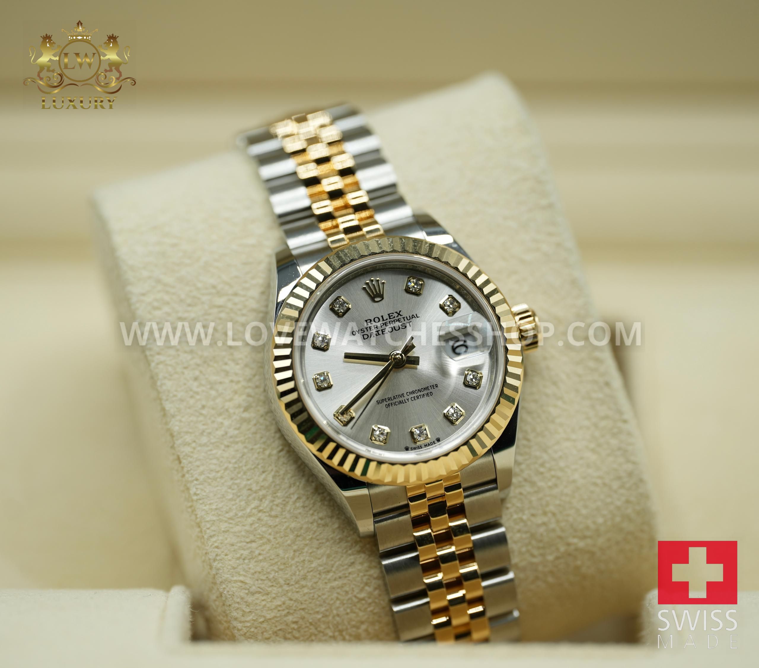 Rolex Lady-Datejust -Datejust 28mm Steel And Yellow Steel Silver Dial Unworn Box Papers 279173 - الصورة 6