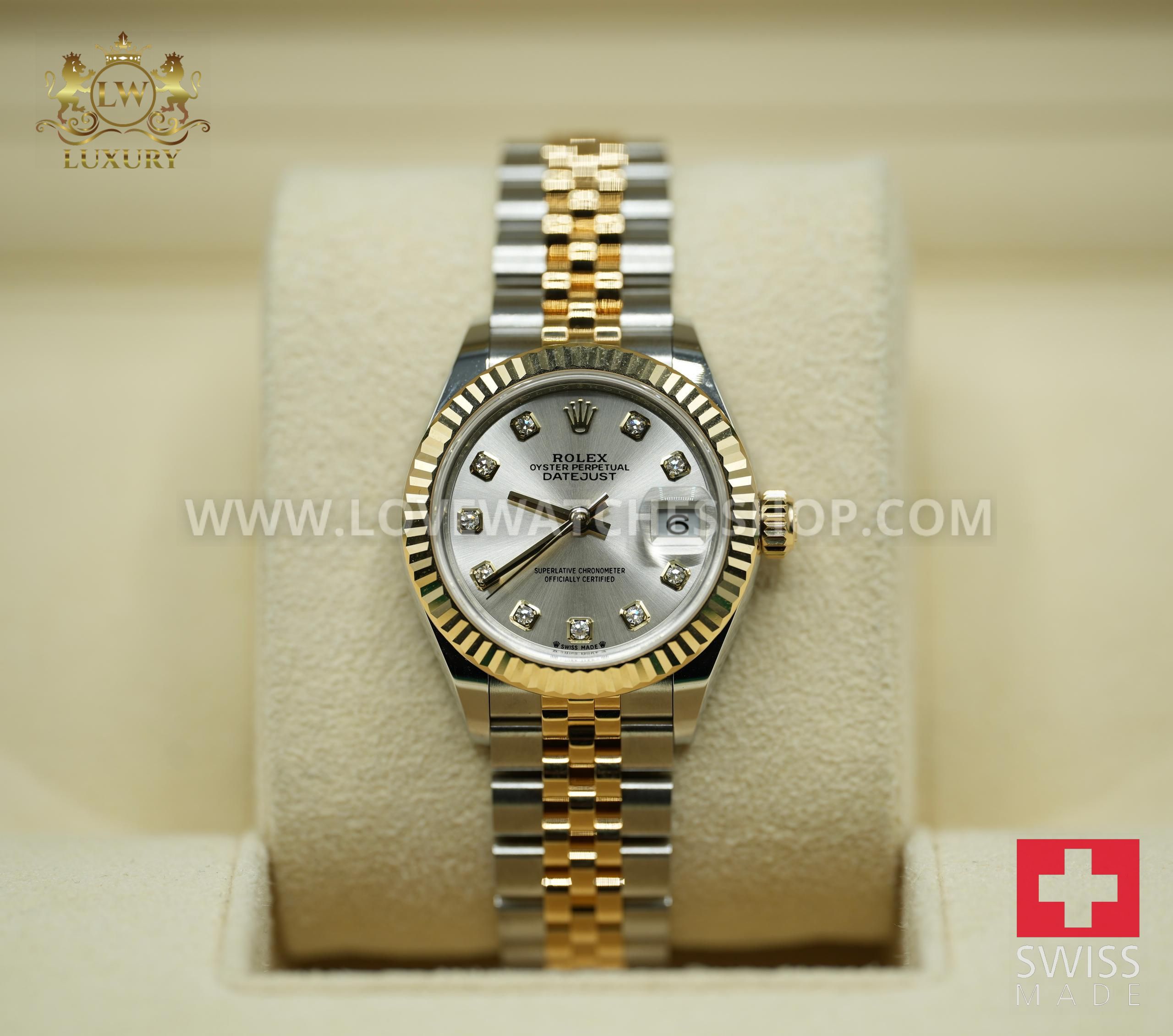 Rolex Lady-Datejust -Datejust 28mm Steel And Yellow Steel Silver Dial Unworn Box Papers 279173 - الصورة 4
