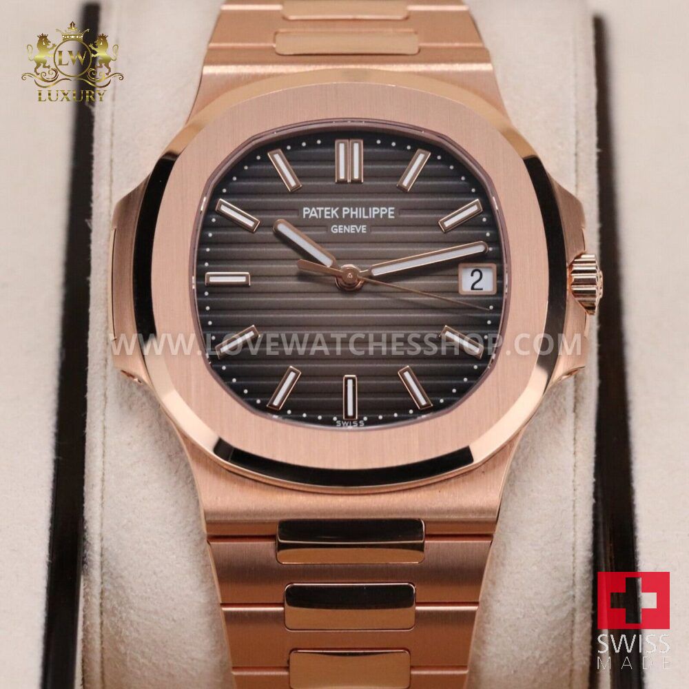 Patek Philippe Nautilus 5711/1R Rose Steel 40mm Brown Dial Bracelet Complete Set
