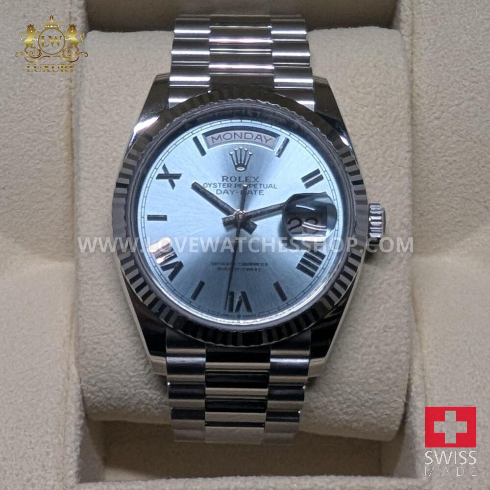 Rolex Day-Date Platinum / ICE BLUE New Dial)