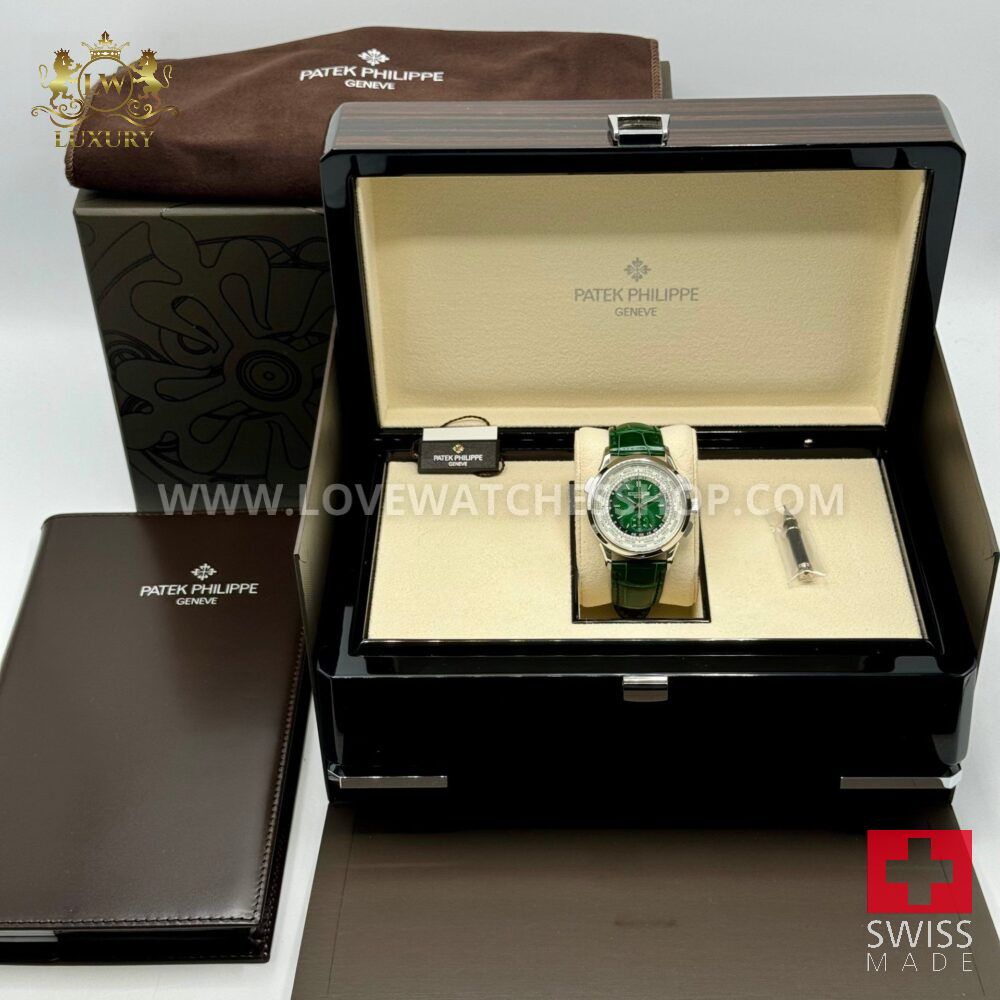 Patek Philippe 5930P World Time Flyback Chronograph Platinum Green Dial