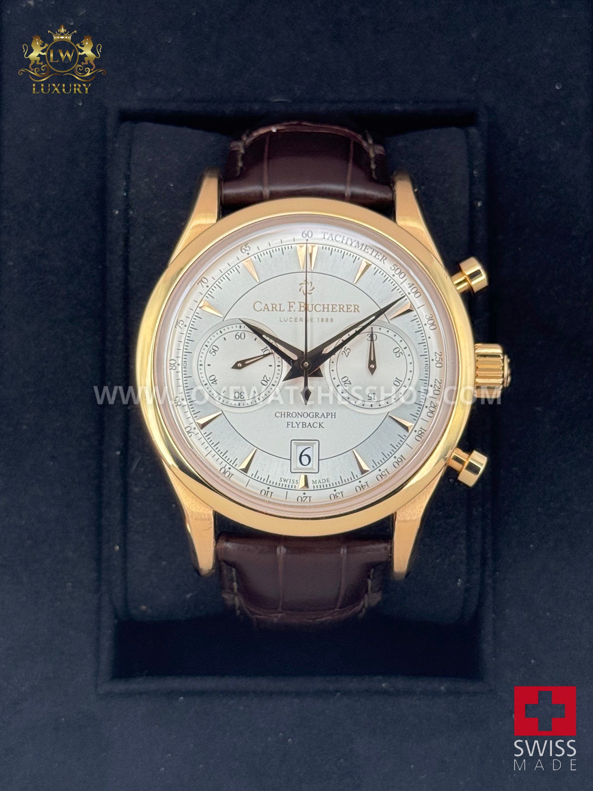 2020 Carl F. Bucherer Manero Flyback 43mm Rose Steel Silver Dial - Image 2
