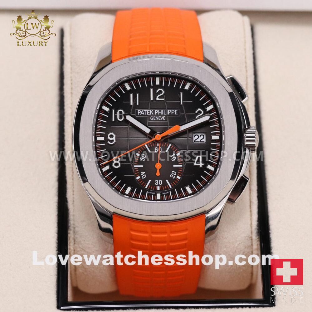Patek Philippe 5968A Aquanaut 42mm Chronograph Stainless Steel Black Dial Orange Sport 5968A-001