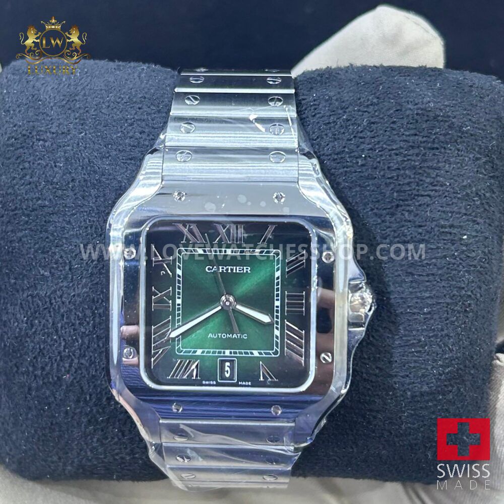 Cartier Santos Green Dial 2025 Large 39.8mm Stainless Steel Wssa0062