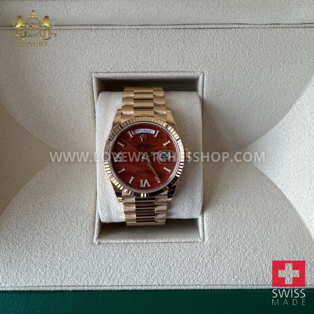 Rolex Day-Date 36 Yellow Steel with Carnelian Dial - 128238