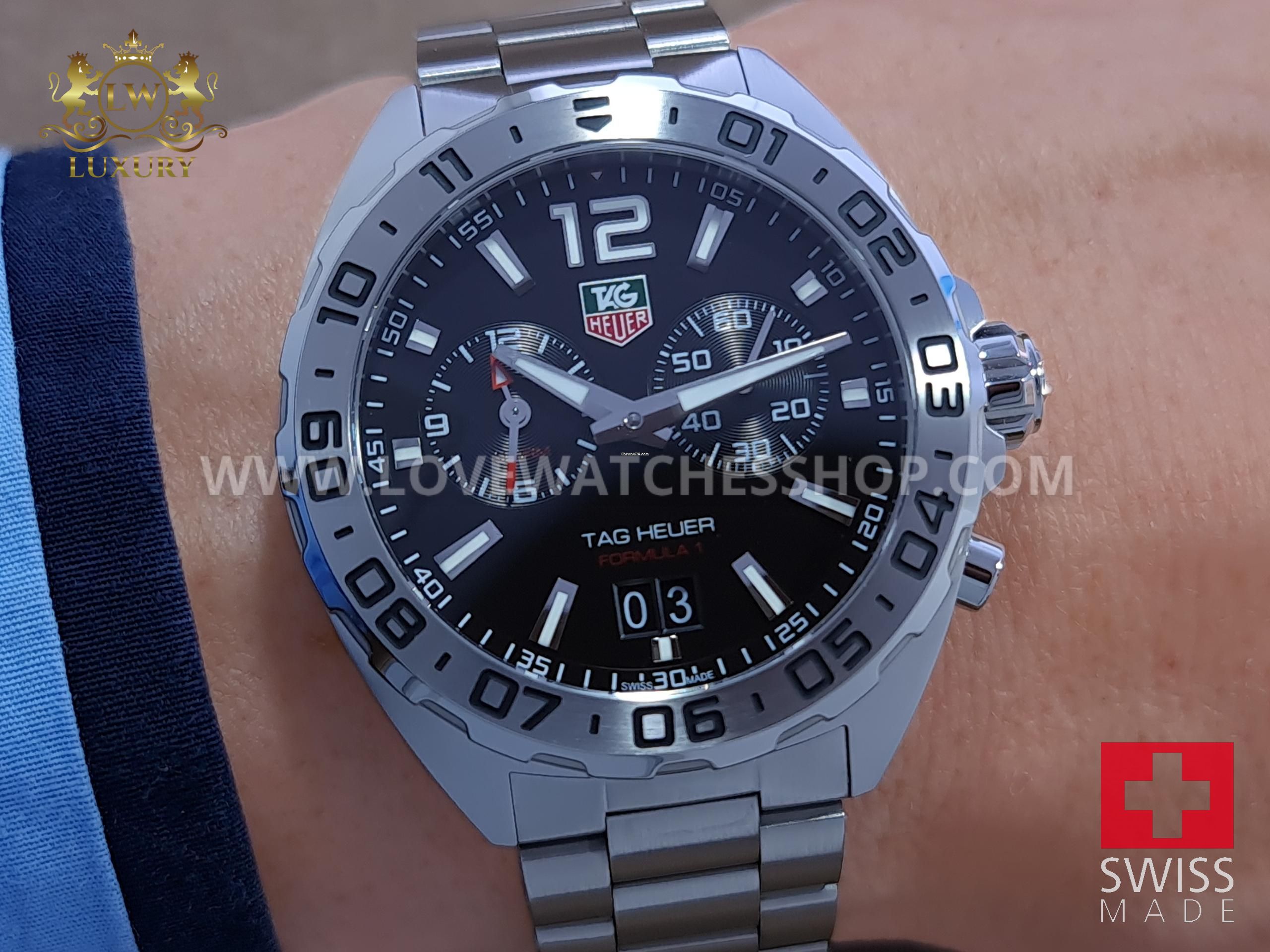 TAG Heuer Formula 1 Quartz 41mm Alarm Black Dial Full Steel WAZ111A BA0875 - Image 6