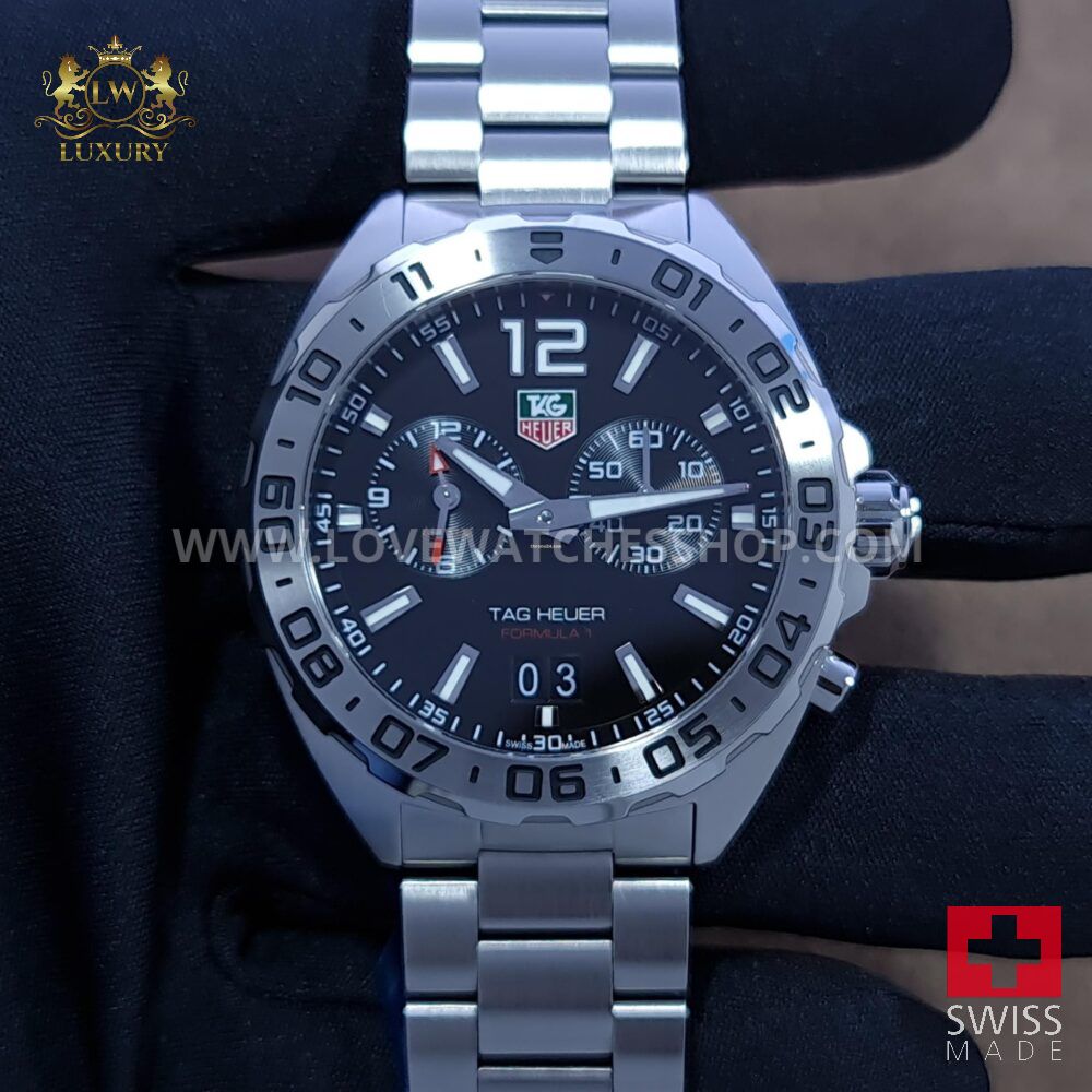 TAG Heuer Formula 1 Quartz 41mm Alarm Black Dial Full Steel WAZ111A BA0875