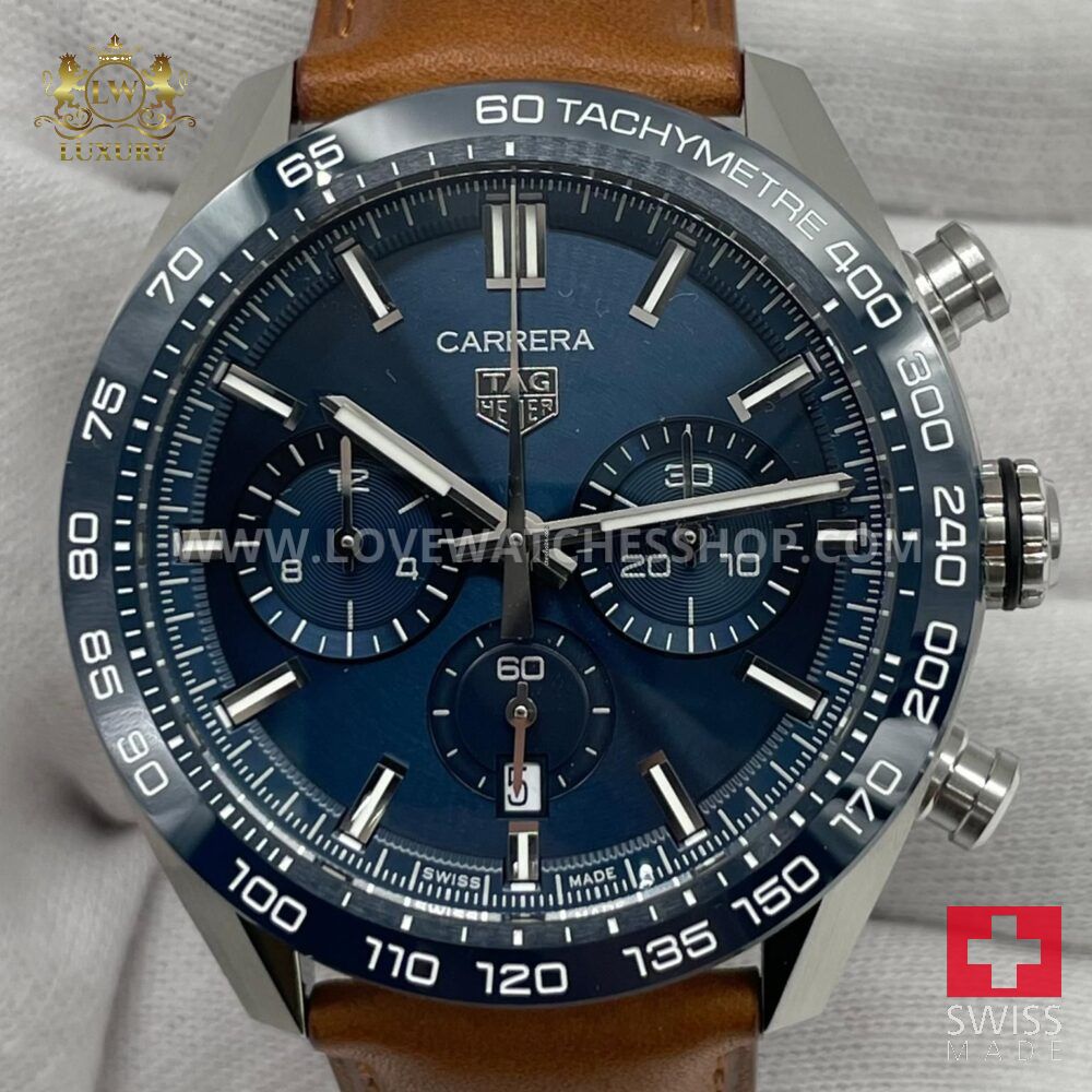TAG Heuer Carrera Automatic Chrono 2025 blue TH20-00 CBN2A1A.FC6537 Perforated leather strap