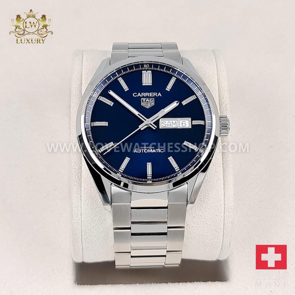 TAG Heuer Carrera Calibre 5 Automatic 41mm Day Date Blue Dial Full Steel WBN2012 BA0640