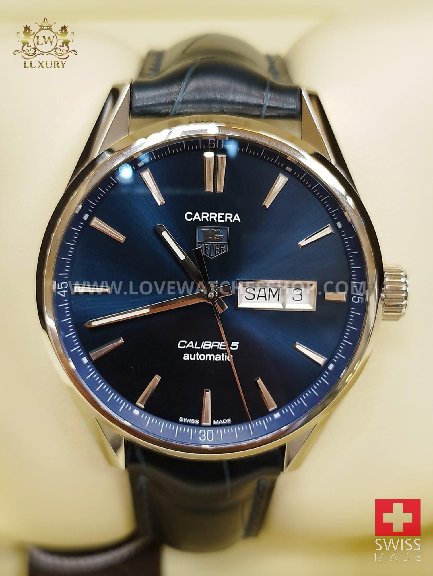 TAG Heuer Carrera Calibre 5 Day Date Calibre 5 Blue NEW WAR201E.FC6292
