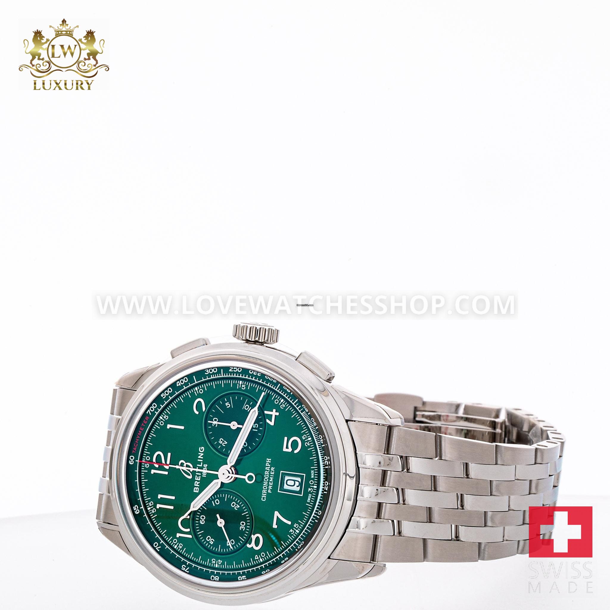 Breitling Premier B01 Chronograph 42 Green AB0145371L1A1 NEW 03/2025 Full Set Stickers Unworn - الصورة 2