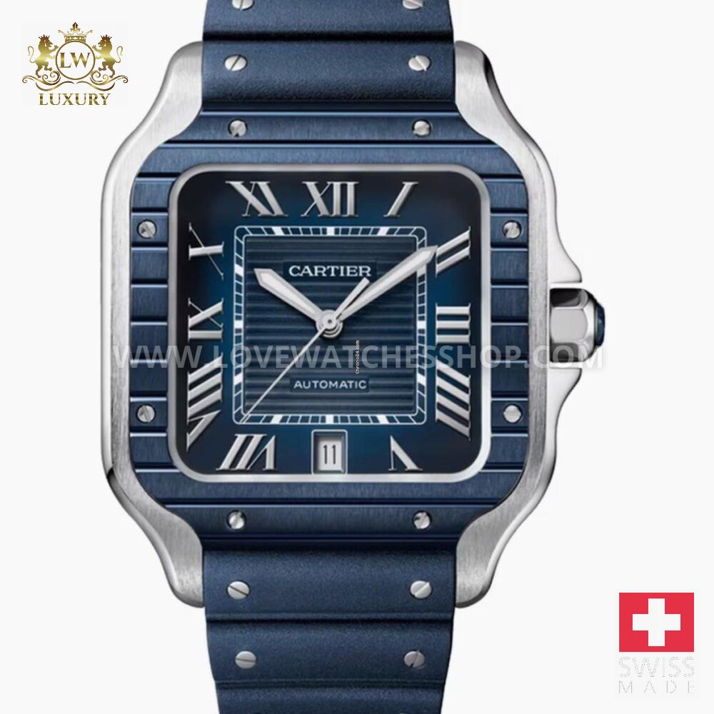Cartier Santos De Cartier 2025 Blue Dial and Bezel Stainless Steel 39.8mm Wssa0048