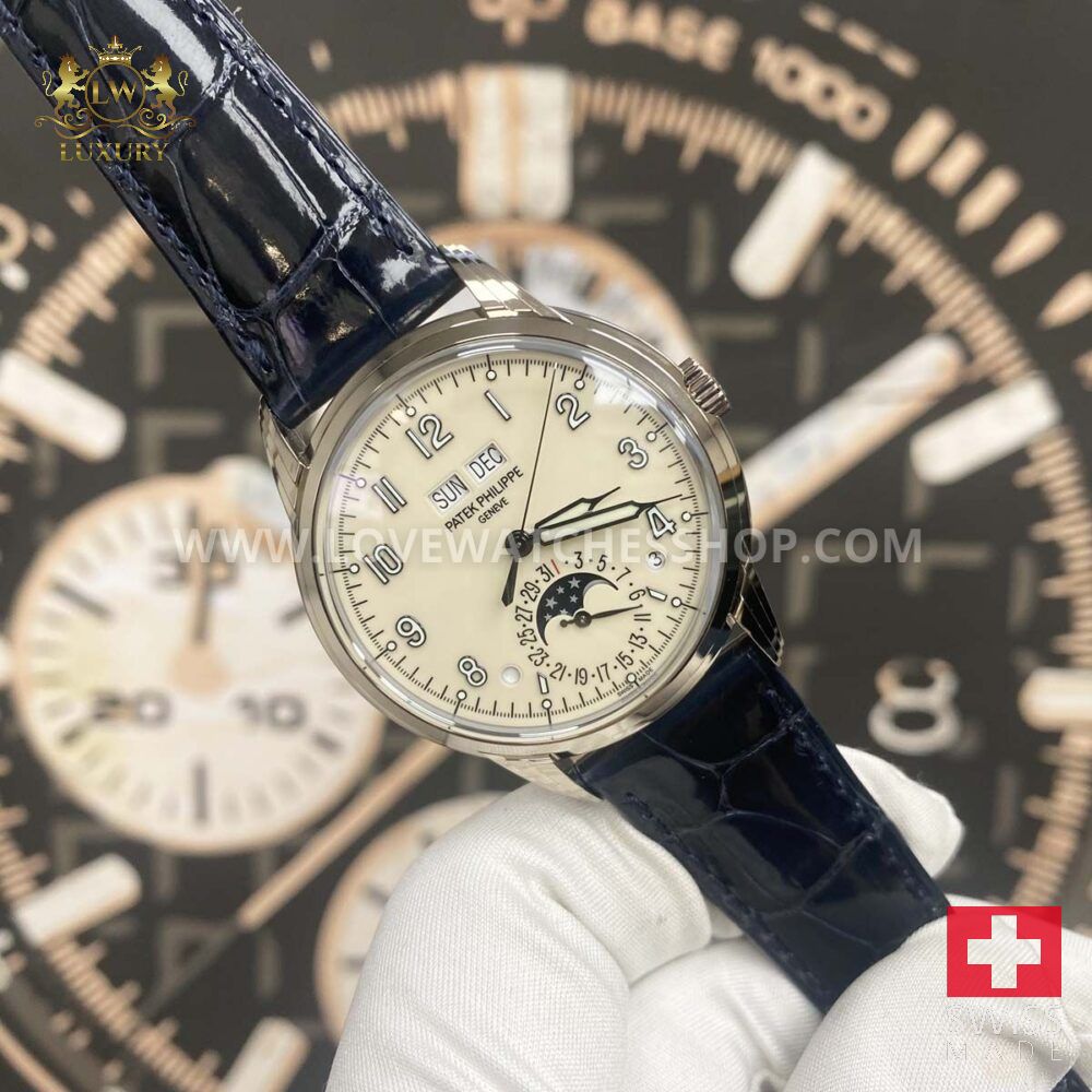 Patek Philippe Grand Complications Perpetual Calendar 40mm 5320G Cream Dial Blue Leather Band